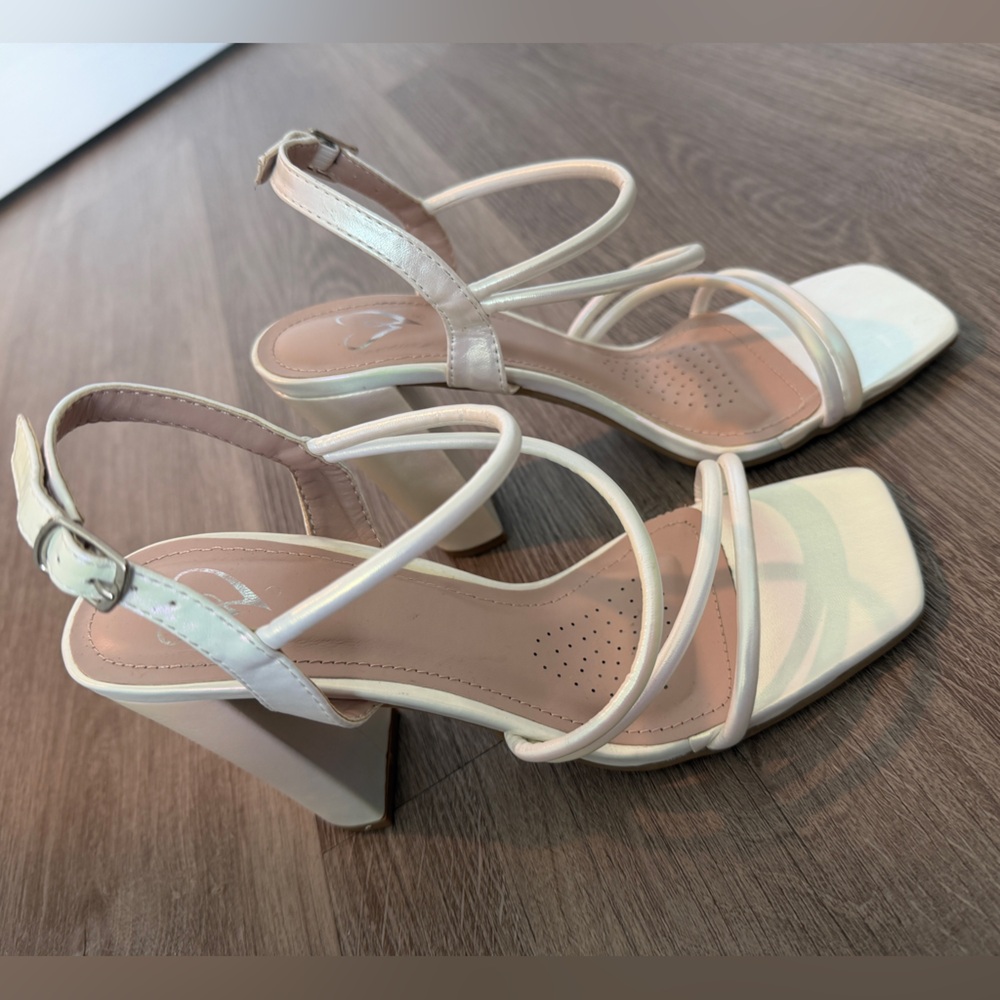 Strappy Iridescent Block Heels